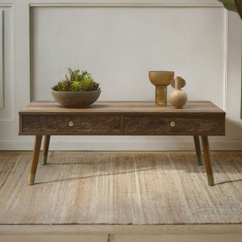 Frida Coffee Table | Wood Effect 2 Drawer Coffee Table