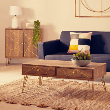 Flori Coffee Table | Wood Effect 2 Drawer Coffee Table