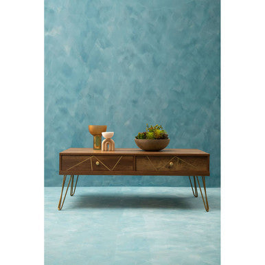 Flori Coffee Table | Wood Effect 2 Drawer Coffee Table
