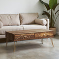Flori Coffee Table | Wood Effect 2 Drawer Coffee Table