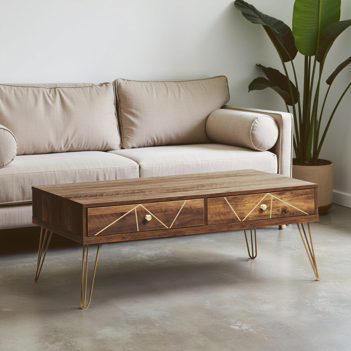 Flori Coffee Table | Wood Effect 2 Drawer Coffee Table