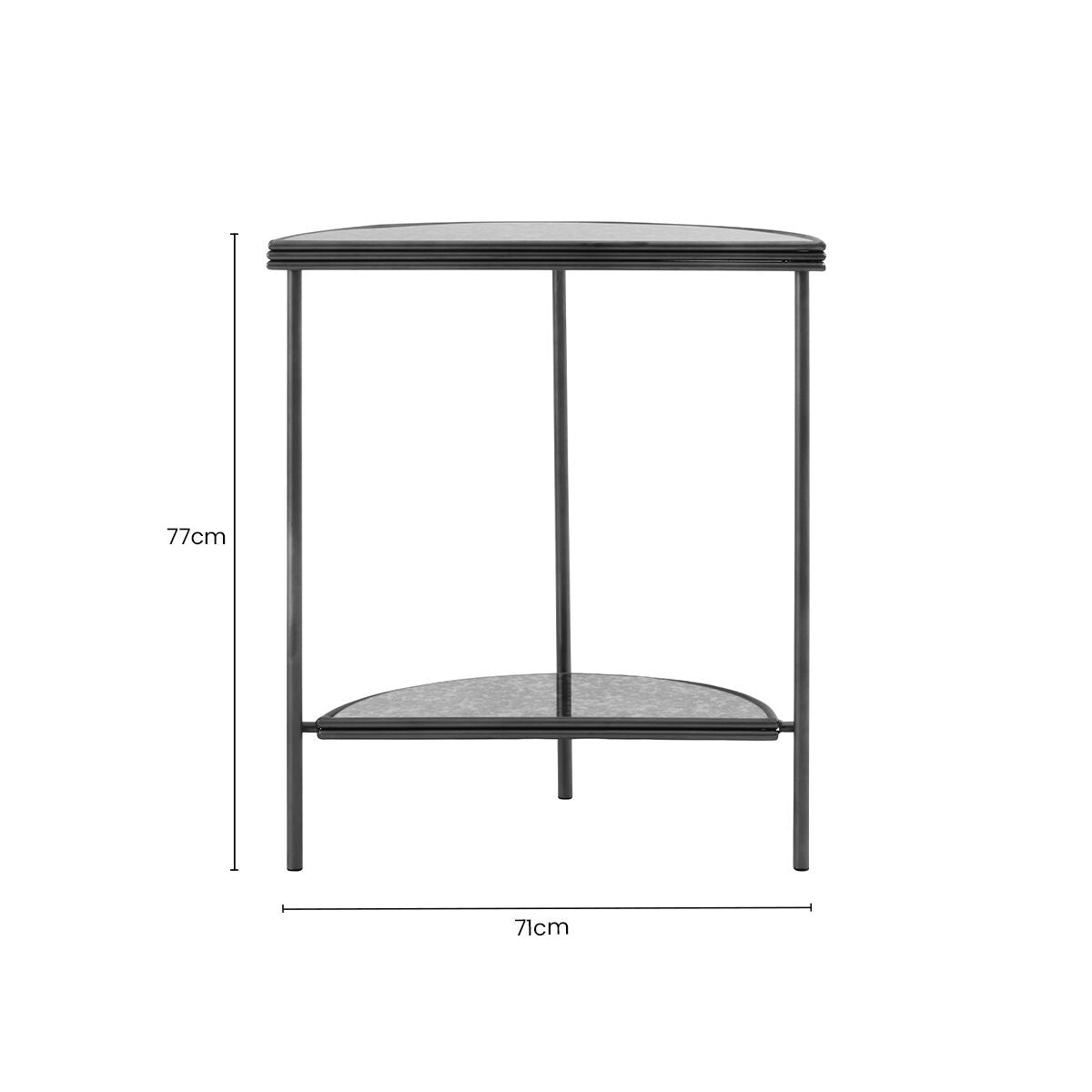 Xania Console Table | Antique Mirrored Glass Half Moon Console Table