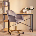 Brent Grey Velvet Home Office Chair with Gold Finish Base