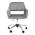 Brent Office Chair | Grey Velvet Home Office Chair with Chrome Finish Base