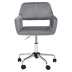 Brent Office Chair | Grey Velvet Home Office Chair with Chrome Finish Base