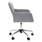 Brent Office Chair | Grey Velvet Home Office Chair with Chrome Finish Base