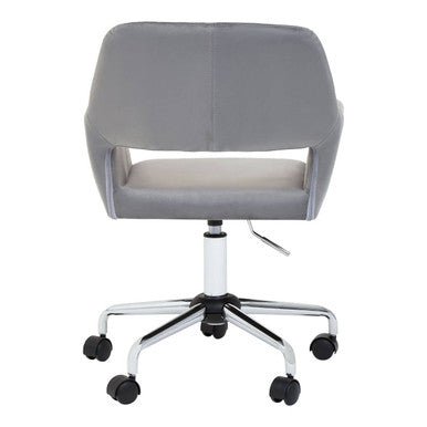 Brent Office Chair | Grey Velvet Home Office Chair with Chrome Finish Base