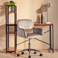 Brent Office Chair | Grey Velvet Home Office Chair with Chrome Finish Base