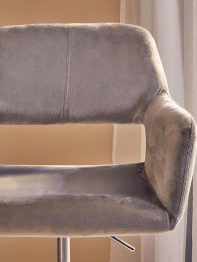 Brent Office Chair | Grey Velvet Home Office Chair with Chrome Finish Base