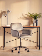 Brent Office Chair | Grey Velvet Home Office Chair with Chrome Finish Base