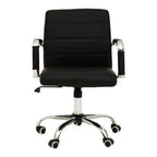 Brent Office Chair | Black Leather Effect Home Office Chair with Chrome Finish Arms and Base
