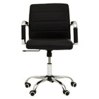 Brent Office Chair | Black Leather Effect Home Office Chair with Chrome Finish Arms and Base