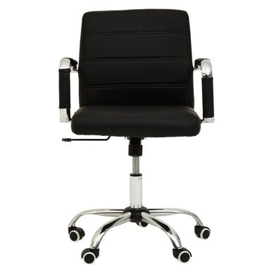 Brent Office Chair | Black Leather Effect Home Office Chair with Chrome Finish Arms and Base