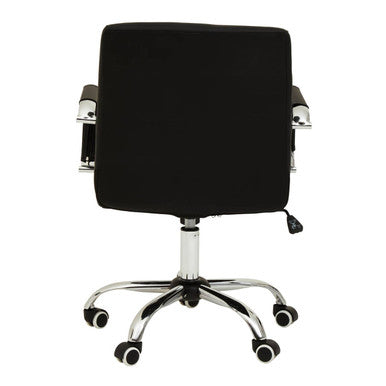 Brent Office Chair | Black Leather Effect Home Office Chair with Chrome Finish Arms and Base