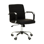 Brent Office Chair | Black Leather Effect Home Office Chair with Chrome Finish Arms and Base