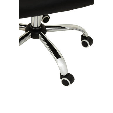 Brent Office Chair | Black Leather Effect Home Office Chair with Chrome Finish Arms and Base