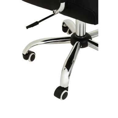 Brent Office Chair | Black Leather Effect Home Office Chair with Chrome Finish Arms and Base