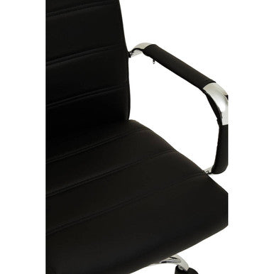 Brent Office Chair | Black Leather Effect Home Office Chair with Chrome Finish Arms and Base