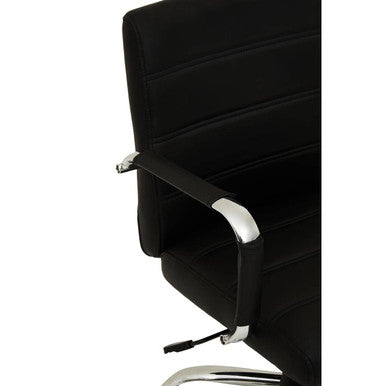 Brent Office Chair | Black Leather Effect Home Office Chair with Chrome Finish Arms and Base