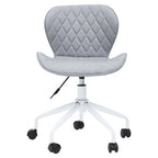 Brent Office Chair | Light Grey Leather Effect Home Office Chair with White Finish Base