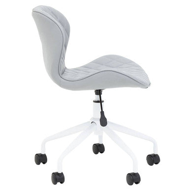 Brent Office Chair | Light Grey Leather Effect Home Office Chair with White Finish Base