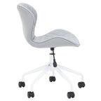 Brent Office Chair | Light Grey Leather Effect Home Office Chair with White Finish Base