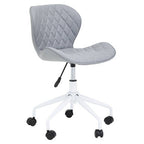 Brent Office Chair | Light Grey Leather Effect Home Office Chair with White Finish Base