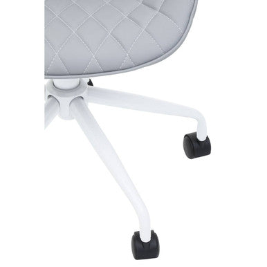 Brent Office Chair | Light Grey Leather Effect Home Office Chair with White Finish Base