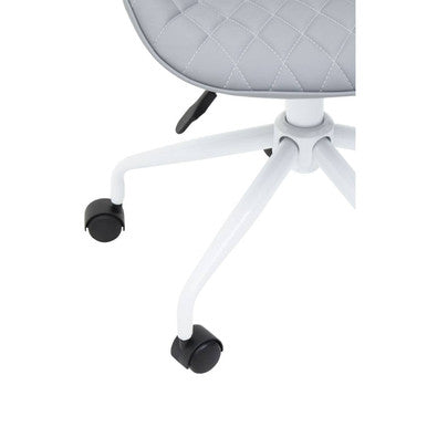 Brent Office Chair | Light Grey Leather Effect Home Office Chair with White Finish Base