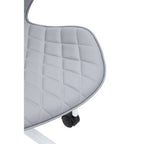 Brent Office Chair | Light Grey Leather Effect Home Office Chair with White Finish Base