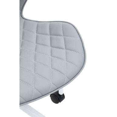Brent Office Chair | Light Grey Leather Effect Home Office Chair with White Finish Base