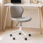Brent Office Chair | Light Grey Leather Effect Home Office Chair with White Finish Base