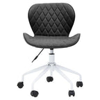 Brent Office Chair | Black Leather Effect Home Office Chair with White Finish Base