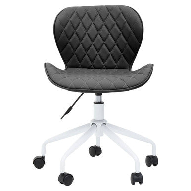 Brent Office Chair | Black Leather Effect Home Office Chair with White Finish Base