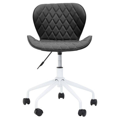 Brent Office Chair | Black Leather Effect Home Office Chair with White Finish Base