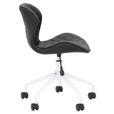 Brent Office Chair | Black Leather Effect Home Office Chair with White Finish Base