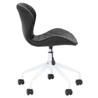 Brent Office Chair | Black Leather Effect Home Office Chair with White Finish Base