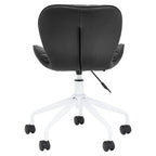 Brent Office Chair | Black Leather Effect Home Office Chair with White Finish Base