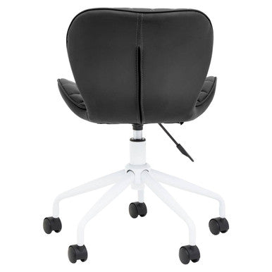 Brent Office Chair | Black Leather Effect Home Office Chair with White Finish Base