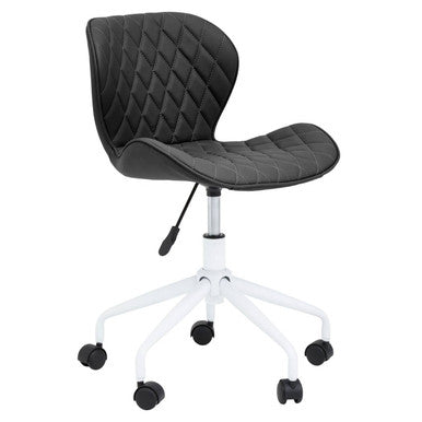 Brent Office Chair | Black Leather Effect Home Office Chair with White Finish Base