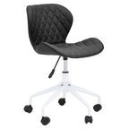 Brent Office Chair | Black Leather Effect Home Office Chair with White Finish Base