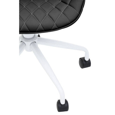 Brent Office Chair | Black Leather Effect Home Office Chair with White Finish Base