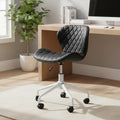 Brent Office Chair | Black Leather Effect Home Office Chair with White Finish Base