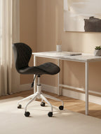 Brent Office Chair | Black Leather Effect Home Office Chair with White Finish Base