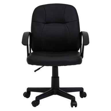 Brent Office Chair | Black Leather Effect Home Office Chair with Castor Base