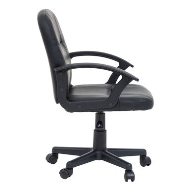 Brent Office Chair | Black Leather Effect Home Office Chair with Castor Base