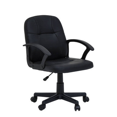 Brent Office Chair | Black Leather Effect Home Office Chair with Castor Base