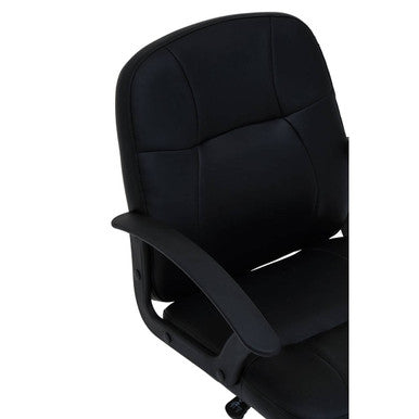Brent Office Chair | Black Leather Effect Home Office Chair with Castor Base