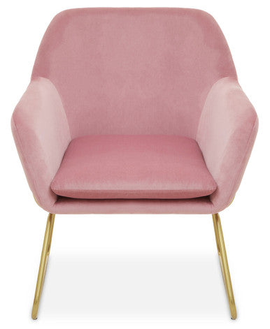 Xander Accent Chair | Pink Velvet Accent Chair with Brushed Gold Finish Legs