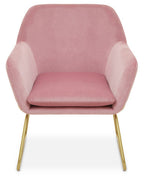 Xander Accent Chair | Pink Velvet Accent Chair with Brushed Gold Finish Legs